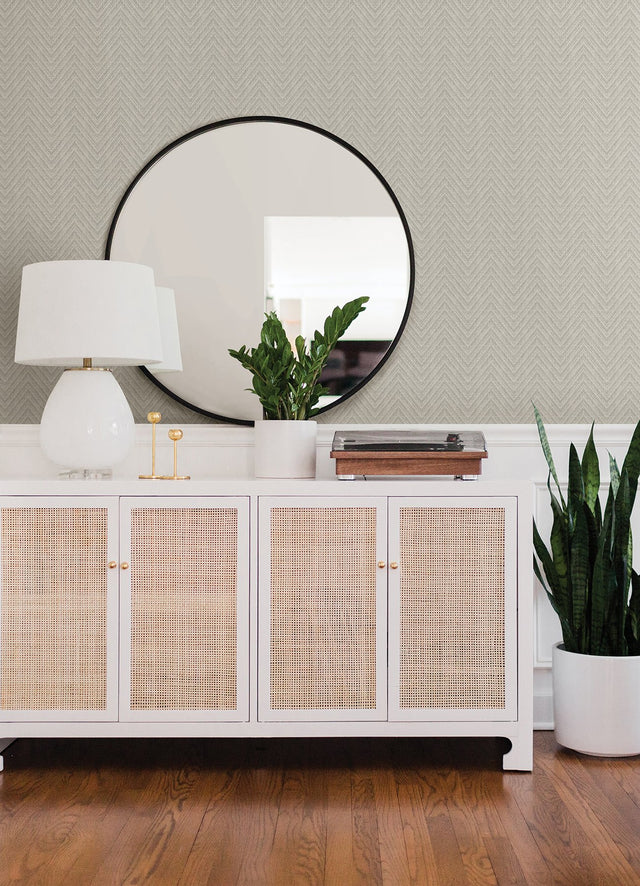 Glynn Light Grey Chevron Textured Wallpaper with Faux Grasscloth Pattern - A-Street Prints 4074-26652