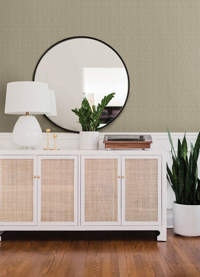 Glynn Neutral Chevron Wallpaper with Raised Ink Textured Faux Grasscloth - A-Street Prints 4074-26653