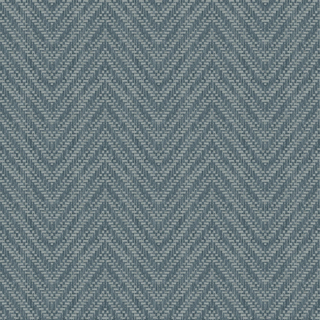 Glynn Teal Chevron Wallpaper with Textured Faux Grasscloth Pattern - A-Street Prints 4074-26654
