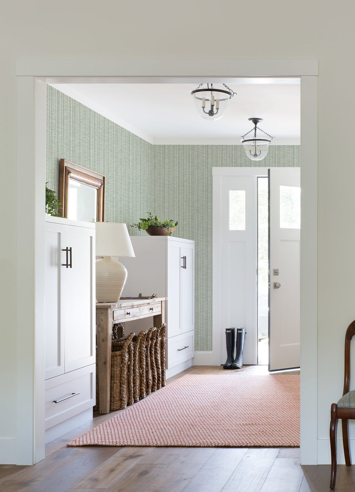 Simon Green Woven Texture Wallpaper with Raised Ink Textured Finish - Brewster 4074-26655