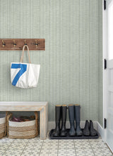 Simon Green Woven Texture Wallpaper with Raised Ink Textured Finish - Brewster 4074-26655