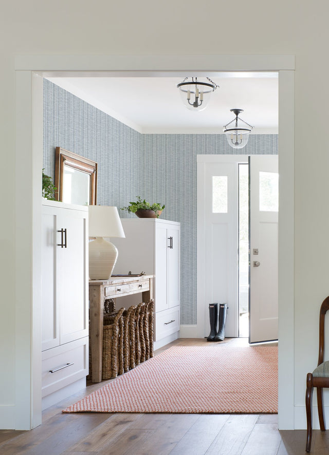 Simon Blue Woven Texture Wallpaper with Raised Ink Textured Abstract Fabric & Woven Look - A-Street Prints 4074-26656