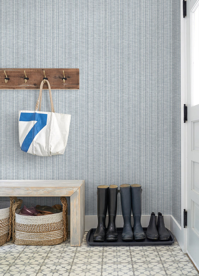 Simon Blue Woven Texture Wallpaper with Raised Ink Textured Abstract Fabric & Woven Look - A-Street Prints 4074-26656