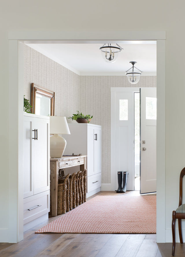 Simon Neutral Woven Texture Wallpaper with Fabric & Woven Textures Pattern - Brewster 4074-26659