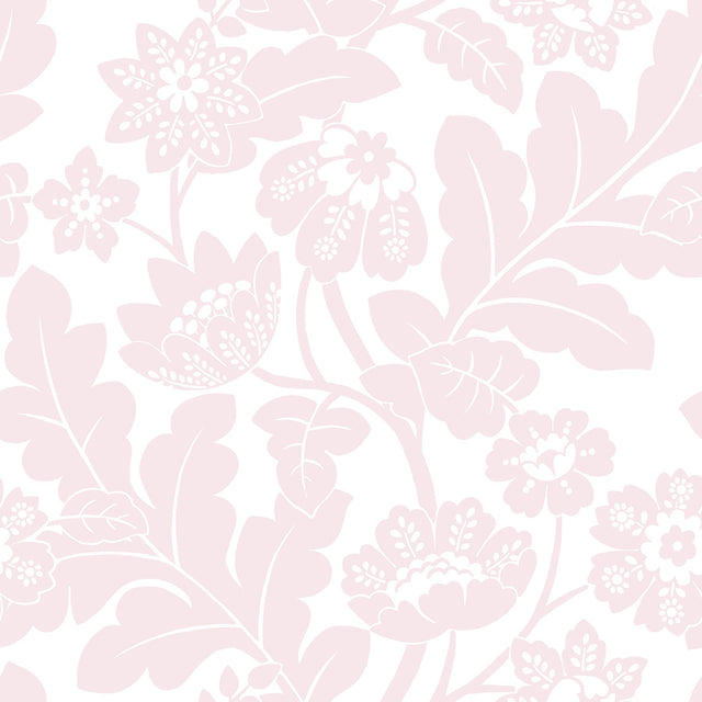 Augusta Pink Flock Damask Wallpaper with Botanical Floral Motif - A-Street Prints 4074-87374