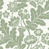 Augusta Seafoam Flock Damask Wallpaper with Glam Botanical Floral Motif - A-Street Prints 4074-87375