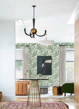 Augusta Seafoam Flock Damask Wallpaper with Glam Botanical Floral Motif - A-Street Prints 4074-87375