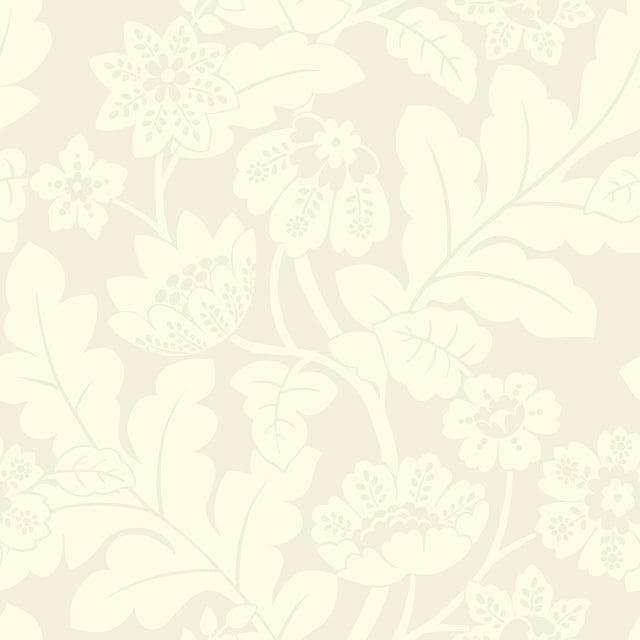 Augusta White Flock Damask Wallpaper with Botanical Floral Motif - A-Street Prints 4074-87376