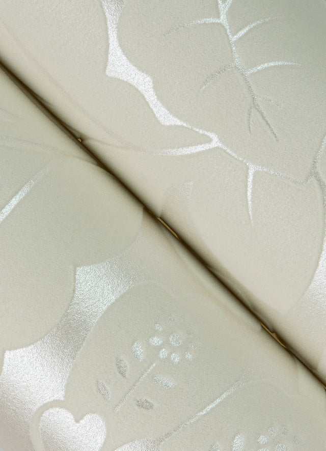 Augusta White Flock Damask Wallpaper with Botanical Floral Motif - A-Street Prints 4074-87376