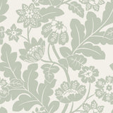 Augusta Silver Flock Damask Wallpaper with Glam Botanical Floral Motif - A-Street Prints 4074-87378
