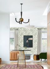 Augusta Silver Flock Damask Wallpaper with Glam Botanical Floral Motif - A-Street Prints 4074-87378