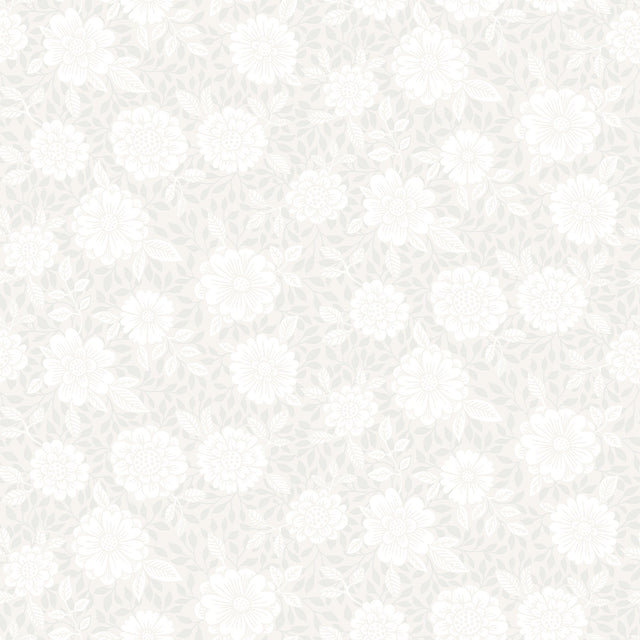 Lizette Light Grey Charming Floral Wallpaper with Country Botanical Flowers - A-Street Prints 4080-15908