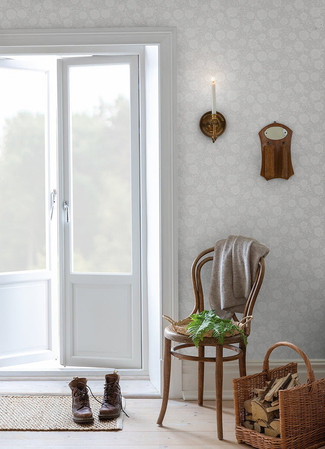 Lizette Light Grey Charming Floral Wallpaper with Country Botanical Flowers - A-Street Prints 4080-15908