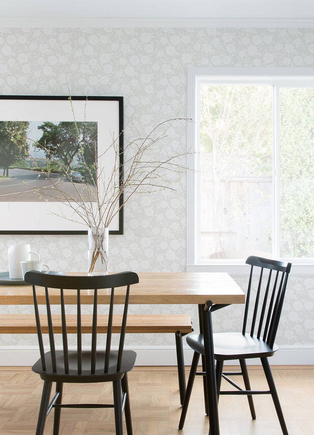 Lizette Light Grey Charming Floral Wallpaper with Country Botanical Flowers - A-Street Prints 4080-15908