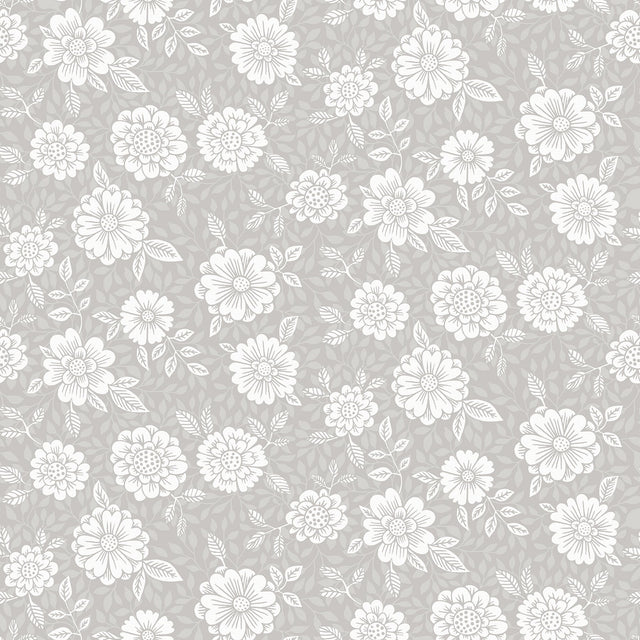 Lizette Grey Charming Floral Wallpaper with Botanical Flowers Pattern, Country Style - A-Street Prints 4080-15909