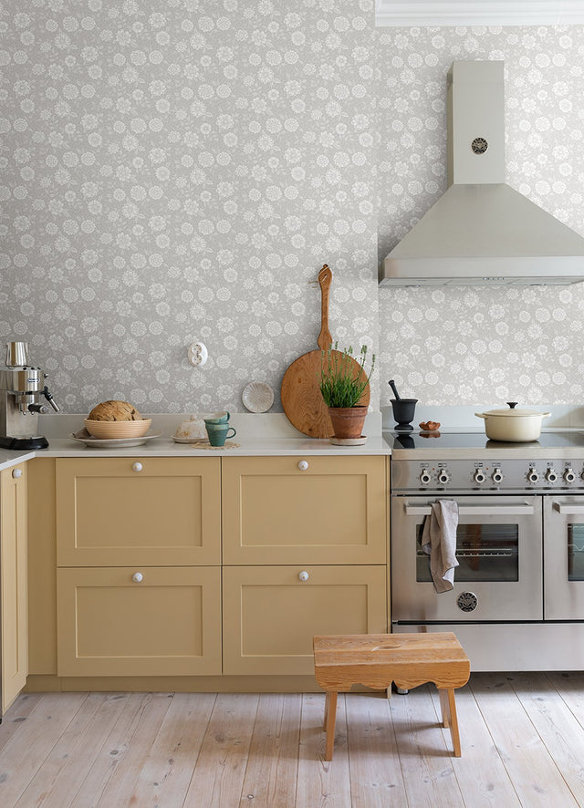 Lizette Grey Charming Floral Wallpaper with Botanical Flowers Pattern, Country Style - A-Street Prints 4080-15909