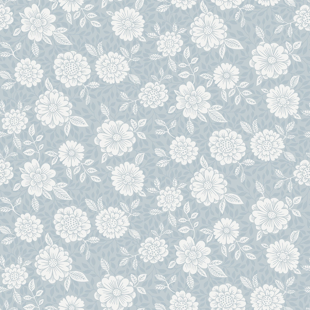 Lizette Light Blue Charming Floral Wallpaper with Country Botanical Flowers - A-Street Prints 4080-15912