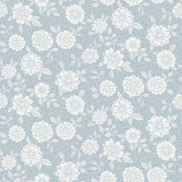 Lizette Light Blue Charming Floral Wallpaper with Country Botanical Flowers - A-Street Prints 4080-15912