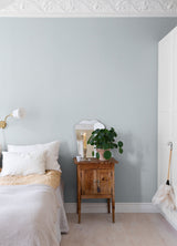Athena Light Blue Scalloped Botanical Wallpaper with Geometric Botanical Motif - Brewster 4080-15918