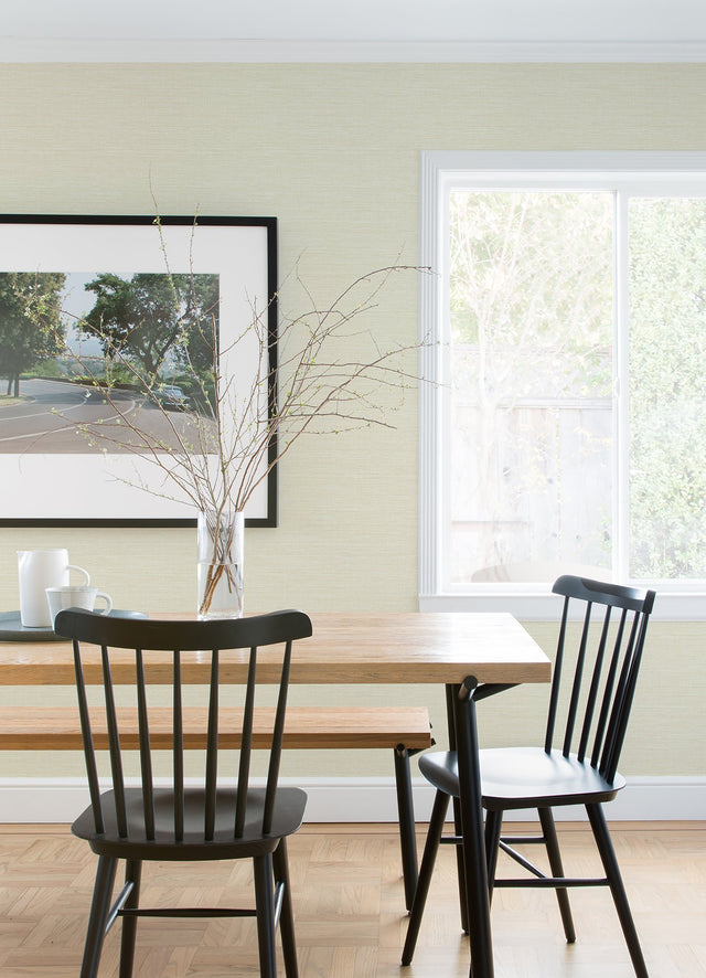 Agave Light Yellow Faux Grasscloth Wallpaper with Raised Ink Modern Graphics - A-Street Prints 4080-24280