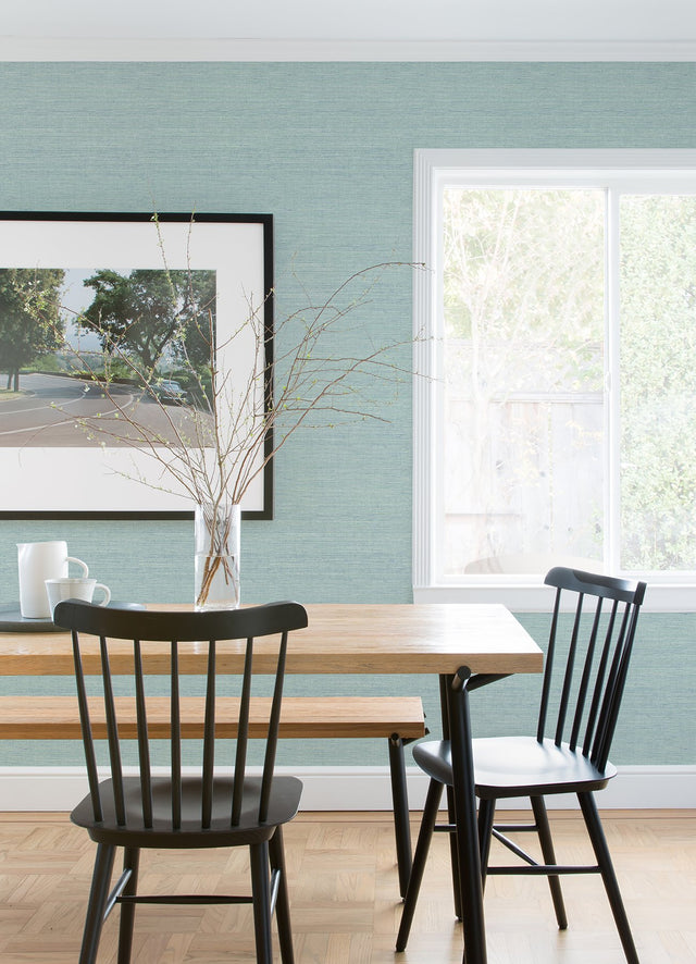 Agave Aqua Faux Grasscloth Wallpaper with Modern Graphics Style - A-Street Prints 4080-24282