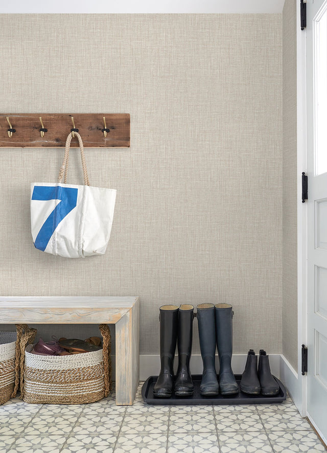 Lanister Taupe Texture Wallpaper with Faux Fabric Woven Look - A-Street Prints 4080-26233