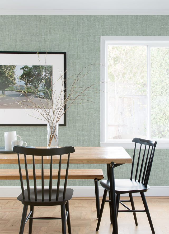 Lanister Green Texture Wallpaper with Fabric & Woven Textures Pattern, Modern Style - A-Street Prints 4080-26235