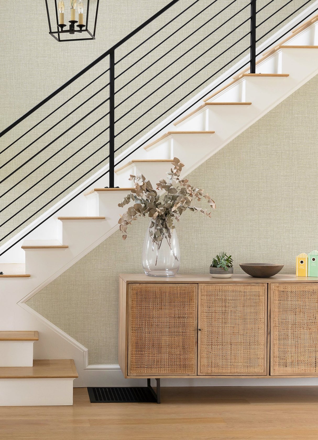 Lanister Olive Texture Wallpaper with Faux Woven Linen Pattern, Modern - A-Street Prints 4080-26236