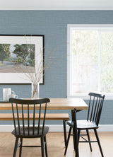 Agave Denim Faux Grasscloth Blue Wallpaper with Modern Graphics Style - Brewster 4080-26497