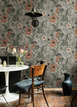 Anemone Grey Floral Wallpaper with Botanical Flowers Motif - A-Street Prints 4080-33001