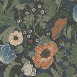 Anemone Multicolor Floral Wallpaper with Arts & Crafts Floral Pattern - A-Street Prints 4080-33003