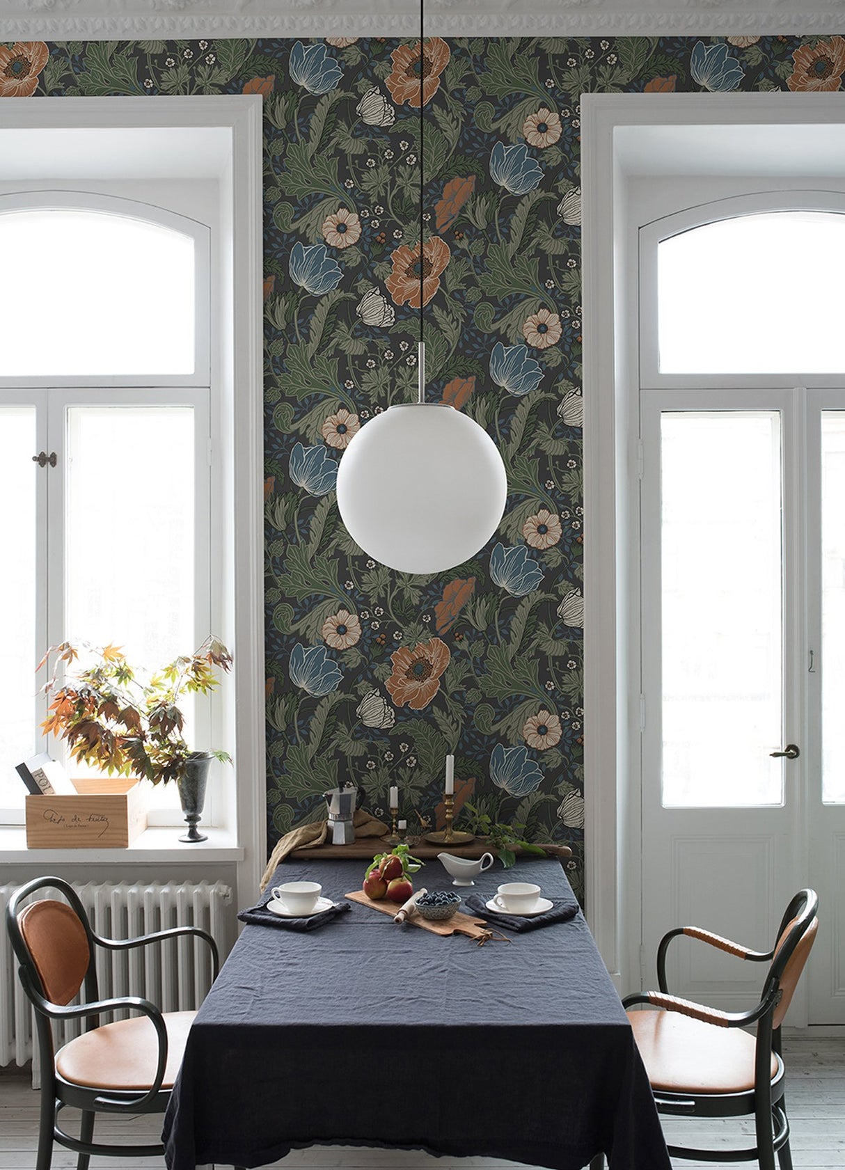 Anemone Multicolor Floral Wallpaper with Arts & Crafts Floral Pattern - A-Street Prints 4080-33003