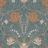 Fillippa Blue Tulip Wallpaper with Botanical Floral Motif, Scandinavian Style - A-Street Prints 4080-33009