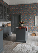 Fillippa Blue Tulip Wallpaper with Botanical Floral Motif, Scandinavian Style - A-Street Prints 4080-33009