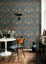 Fillippa Blue Tulip Wallpaper with Botanical Floral Motif, Scandinavian Style - A-Street Prints 4080-33009