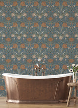 Fillippa Blue Tulip Wallpaper with Botanical Floral Motif, Scandinavian Style - A-Street Prints 4080-33009