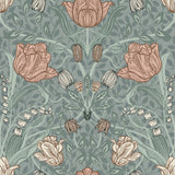 Fillippa Sage Tulip Wallpaper with Botanical Floral Pattern - Brewster 4080-33010