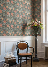 Fillippa Sage Tulip Wallpaper with Botanical Floral Pattern - Brewster 4080-33010