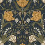 Filippa Navy Tulip Wallpaper with Botanical Floral Pattern - A-Street Prints 4080-44106