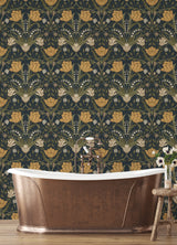 Filippa Navy Tulip Wallpaper with Botanical Floral Pattern - A-Street Prints 4080-44106