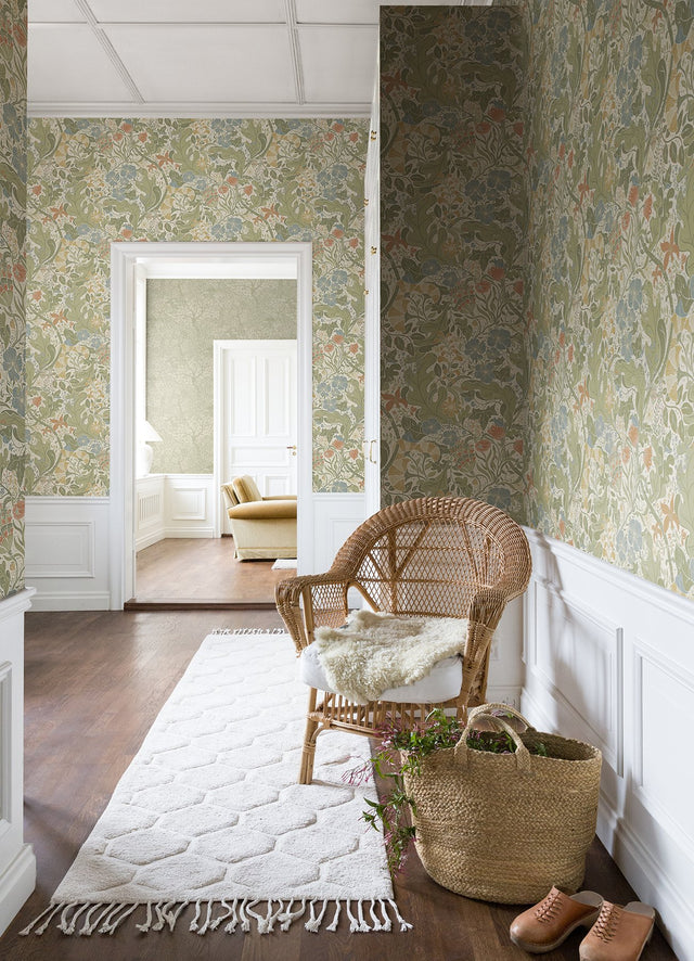 Elise Cream Nouveau Gardens Wallpaper with Botanical Art Nouveau Motif - A-Street Prints 4080-83101