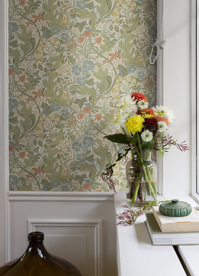 Elise Cream Nouveau Gardens Wallpaper with Botanical Art Nouveau Motif - A-Street Prints 4080-83101