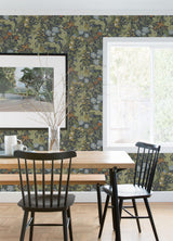 Elise Indigo Nouveau Gardens Wallpaper with Botanical Art Nouveau Pattern - A-Street Prints 4080-83102