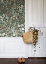 Elise Green Nouveau Gardens Wallpaper with Botanical Farmhouse Pattern - A-Street Prints 4080-83103