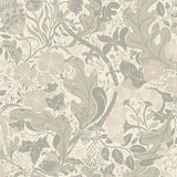 Elise Light Grey Nouveau Gardens Wallpaper with Botanical Farmhouse Pattern - Brewster 4080-83105