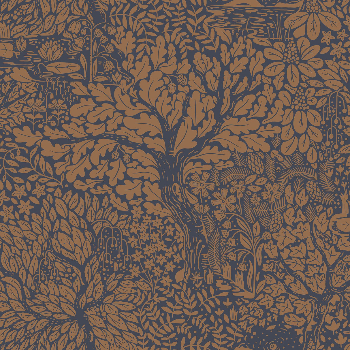 Olle Orange Forest Sanctuary Wallpaper with Scandinavian Botanical Motif - A-Street Prints 4080-83106