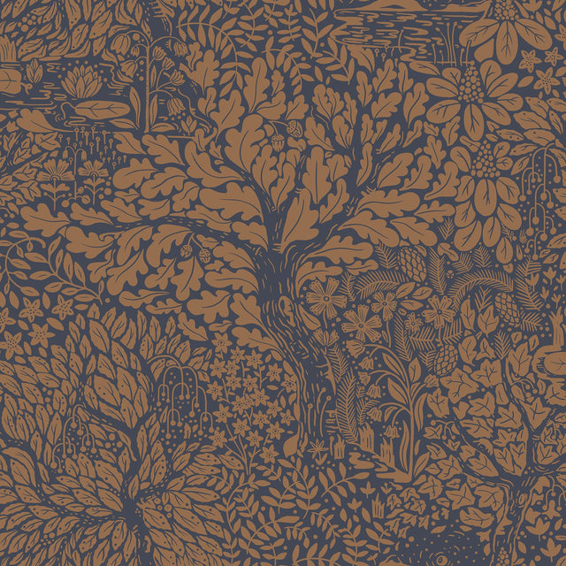 Olle Orange Forest Sanctuary Wallpaper with Scandinavian Botanical Motif - A-Street Prints 4080-83106