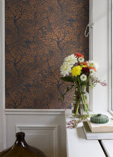 Olle Orange Forest Sanctuary Wallpaper with Scandinavian Botanical Motif - A-Street Prints 4080-83106