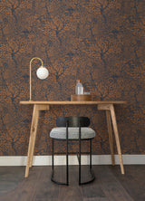 Olle Orange Forest Sanctuary Wallpaper with Scandinavian Botanical Motif - A-Street Prints 4080-83106