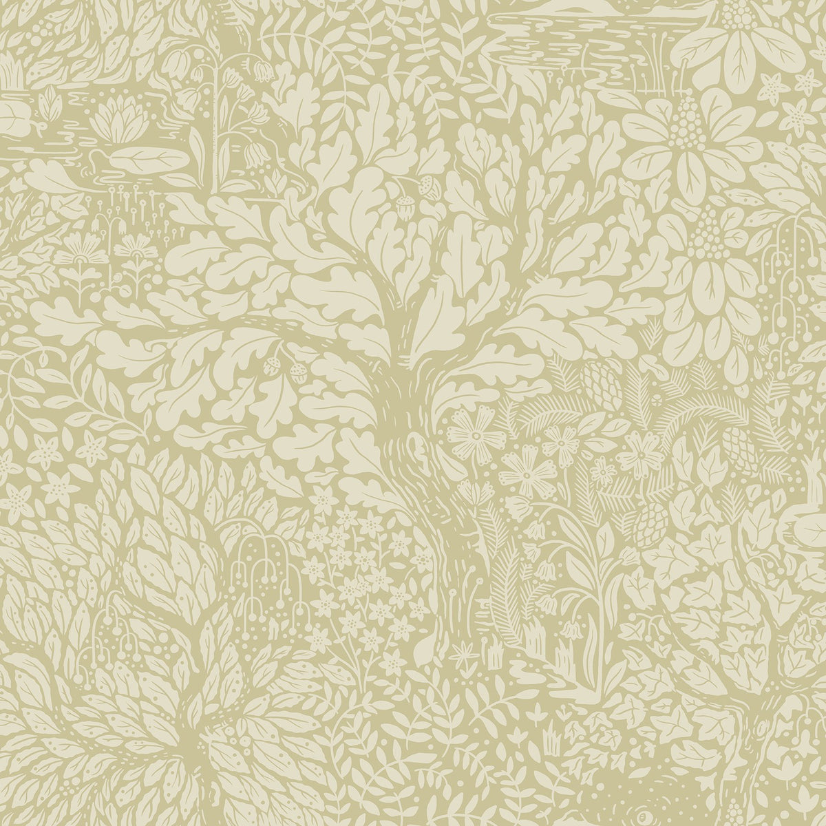Olle Sage Forest Sanctuary Wallpaper with Botanical Scandinavian Motif - A?Street Prints 4080-83108
